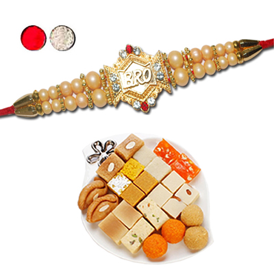"Rakhi - FR- 8050 A (Single Rakhi),  500gms of Assorted Sweets (ED) - Click here to View more details about this Product